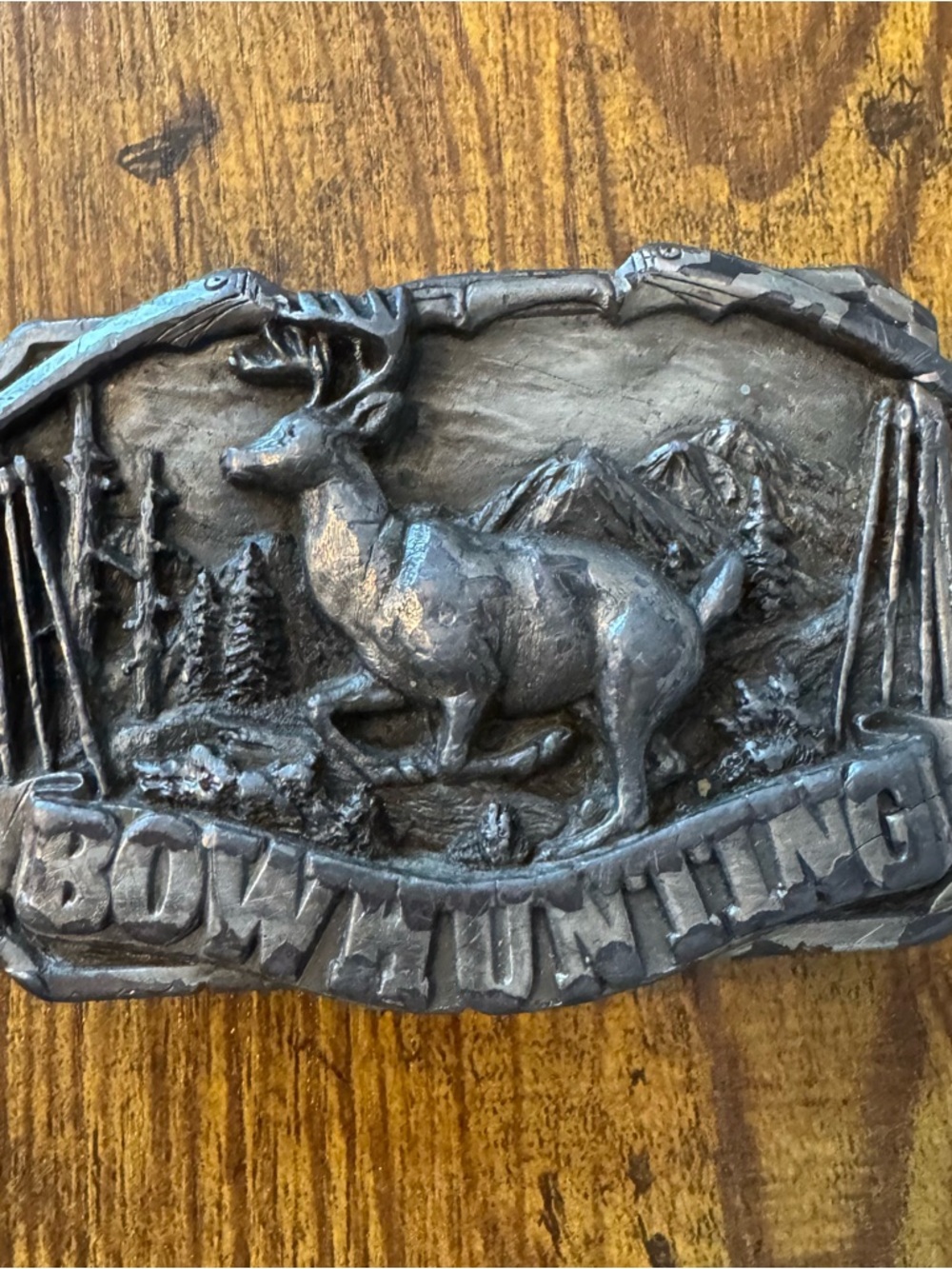 Vintage Siskiyou Bergamot 1983 Bowhunting Deer Belt Buckle Silver Tone USA